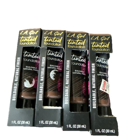 LA Girl Other - L.A. Girl Tinted Foundation, GLM772 - Ebony, 1 FL OZ, Lot of 4